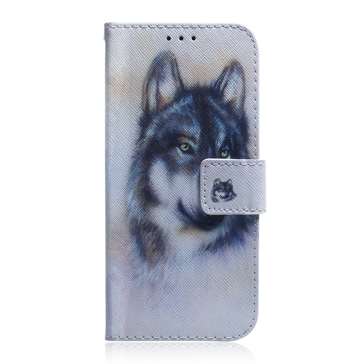 For iPhone 16 Pro Coloured Drawing Flip Leather Phone Case(White Wolf) - iPhone 16 Pro Cases by PMC Jewellery | Online Shopping South Africa | PMC Jewellery | Buy Now Pay Later Mobicred