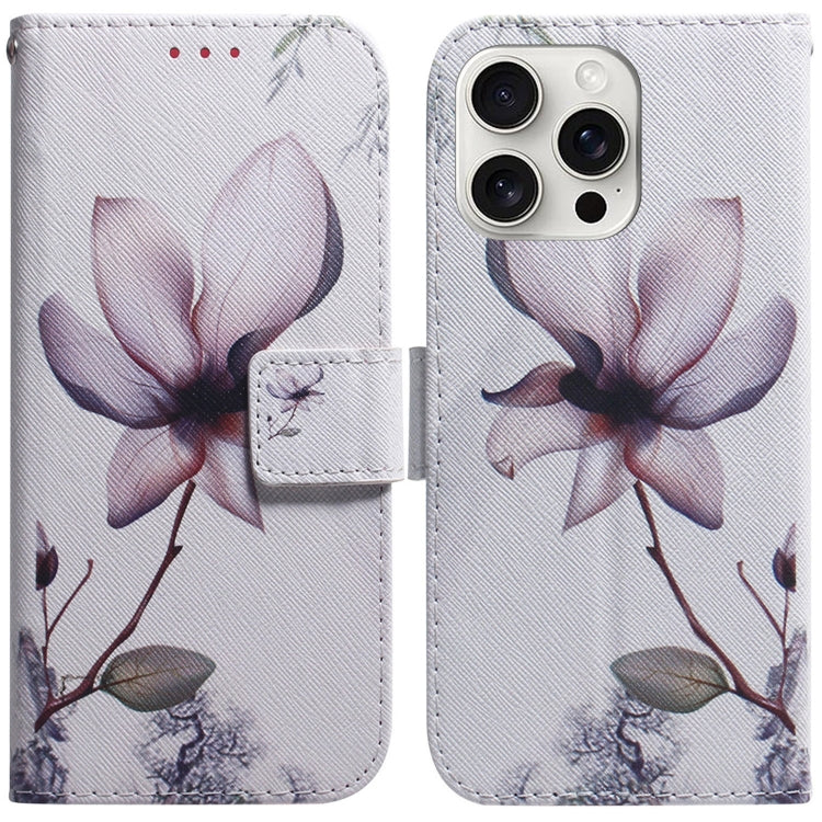 For iPhone 16 Pro Coloured Drawing Flip Leather Phone Case(Magnolia) - iPhone 16 Pro Cases by PMC Jewellery | Online Shopping South Africa | PMC Jewellery | Buy Now Pay Later Mobicred