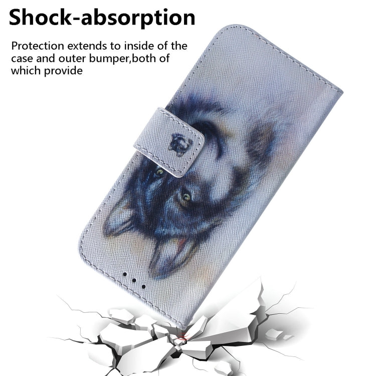 For iPhone 16 Plus Coloured Drawing Flip Leather Phone Case(White Wolf) - iPhone 16 Plus Cases by PMC Jewellery | Online Shopping South Africa | PMC Jewellery | Buy Now Pay Later Mobicred