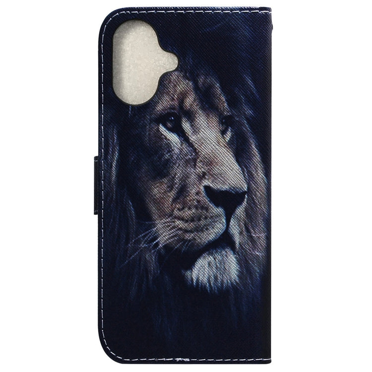 For iPhone 16 Plus Coloured Drawing Flip Leather Phone Case(Lion) - iPhone 16 Plus Cases by PMC Jewellery | Online Shopping South Africa | PMC Jewellery | Buy Now Pay Later Mobicred