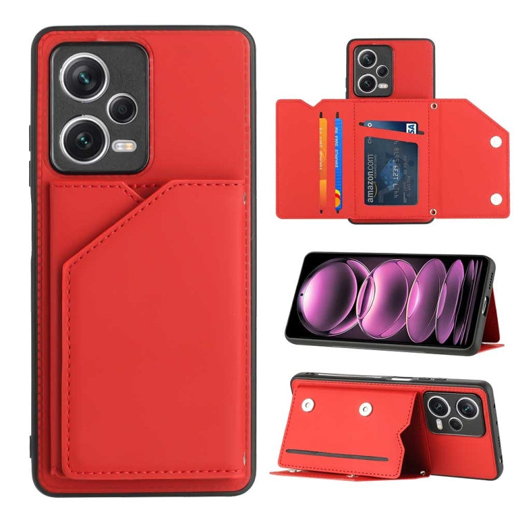 For Xiaomi Redmi Note 12 Pro 5G Skin Feel PU + TPU + PC Card Slots Phone Case(Red) - Xiaomi Cases by PMC Jewellery | Online Shopping South Africa | PMC Jewellery | Buy Now Pay Later Mobicred