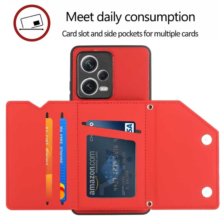 For Xiaomi Redmi Note 12 Pro 5G Skin Feel PU + TPU + PC Card Slots Phone Case(Red) - Xiaomi Cases by PMC Jewellery | Online Shopping South Africa | PMC Jewellery | Buy Now Pay Later Mobicred