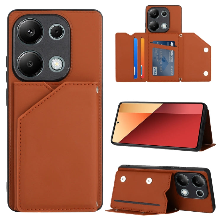 For Xiaomi Redmi Note 13 Pro 4G Global Skin Feel PU + TPU + PC Card Slots Phone Case(Brown) - Note 13 Cases by PMC Jewellery | Online Shopping South Africa | PMC Jewellery | Buy Now Pay Later Mobicred