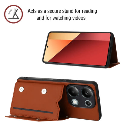 For Xiaomi Redmi Note 13 Pro 4G Global Skin Feel PU + TPU + PC Card Slots Phone Case(Brown) - Note 13 Cases by PMC Jewellery | Online Shopping South Africa | PMC Jewellery | Buy Now Pay Later Mobicred