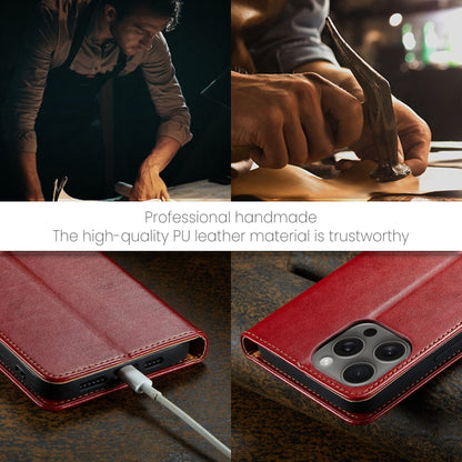 For iPhone 16 Pro Max Fierre Shann PU Genuine Leather Texture Phone Case(Red) - iPhone 16 Pro Max Cases by FIERRE SHANN | Online Shopping South Africa | PMC Jewellery | Buy Now Pay Later Mobicred