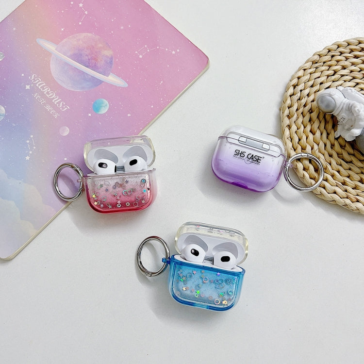 For AirPods Pro Transparent Glitter Bluetooth Earphone Protective Case(Purple) - For AirPods Pro by PMC Jewellery | Online Shopping South Africa | PMC Jewellery | Buy Now Pay Later Mobicred