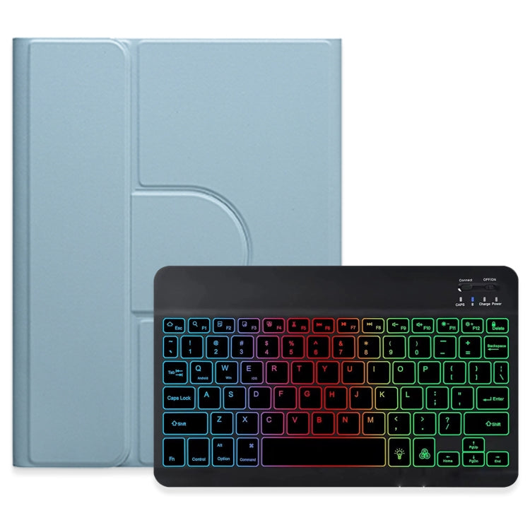 For iPad Air 2022 / iPad Pro 11 2021 Three-color Backlight Black 360 Degree Rotatable Bluetooth Keyboard Leather Case(Mist Blue) - Universal by PMC TechLife | Online Shopping South Africa | PMC TechLife