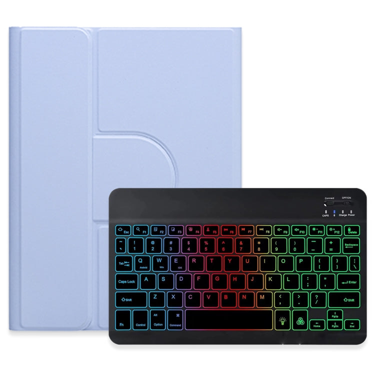 For iPad Air 2022 / iPad Pro 11 2021 Three-color Backlight Black 360 Degree Rotatable Bluetooth Keyboard Leather Case(Light Purple) - Universal by PMC TechLife | Online Shopping South Africa | PMC TechLife