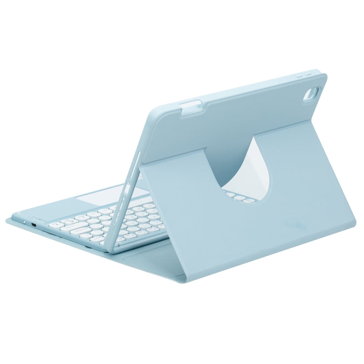 For iPad 10.2 2021 / Air 2019 Three-color Backlight Black 360 Degree Rotatable Bluetooth Keyboard Leather Case(Mist Blue) - Universal by PMC TechLife | Online Shopping South Africa | PMC TechLife