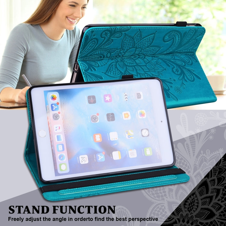 For Amazon Fire Max 11 Lace Flower Embossing Pattern Leather Tablet Case(Blue) - Amazon by PMC TechLife | Online Shopping South Africa | PMC TechLife | Buy Now Pay Later Mobicred