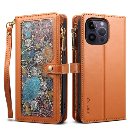 For iPhone 16 Pro Max ESEBLE Star Series Lanyard Zipper Wallet RFID Leather Case(Brown) - iPhone 16 Pro Max Cases by ESEBLE | Online Shopping South Africa | PMC Jewellery | Buy Now Pay Later Mobicred