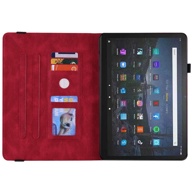 For Amazon Fire Max 11 Butterfly Flower Embossed Leather Tablet Case(Red) - Amazon by PMC TechLife | Online Shopping South Africa | PMC TechLife | Buy Now Pay Later Mobicred