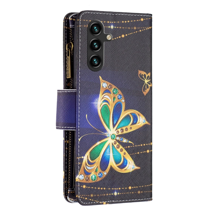 For Samsung Galaxy A55 Colored Drawing Pattern Zipper Leather Phone Case(Big Butterfly) - Galaxy Phone Cases by PMC Jewellery | Online Shopping South Africa | PMC Jewellery