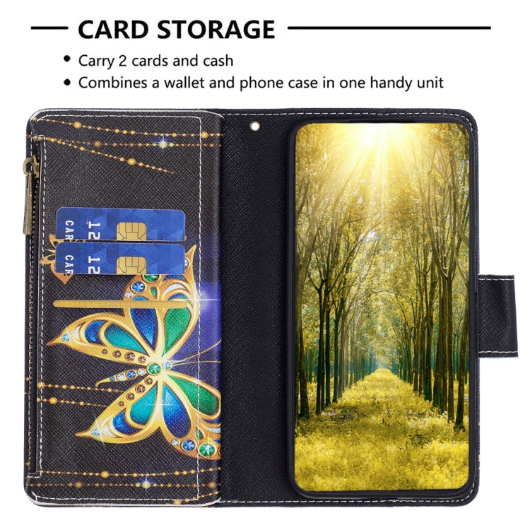 For Samsung Galaxy A55 Colored Drawing Pattern Zipper Leather Phone Case(Big Butterfly) - Galaxy Phone Cases by PMC Jewellery | Online Shopping South Africa | PMC Jewellery