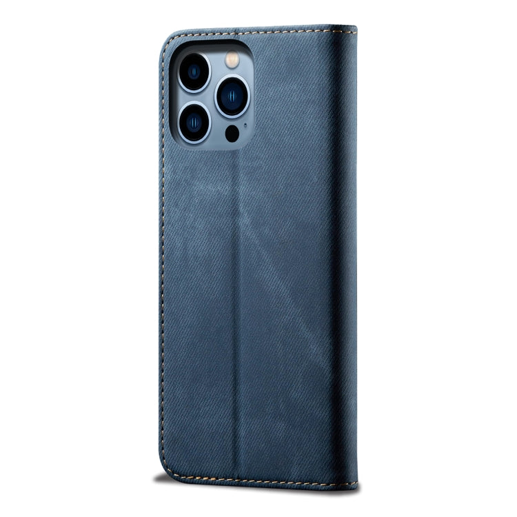 For iPhone 16 Pro Denim Texture Casual Style Horizontal Flip Leather Case(Blue) - iPhone 16 Pro Cases by PMC Jewellery | Online Shopping South Africa | PMC Jewellery | Buy Now Pay Later Mobicred