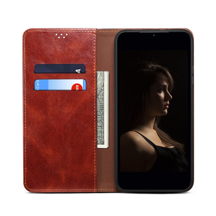 For iPhone 16 Pro Oil Wax Crazy Horse Texture Leather Phone Case(Brown) - iPhone 16 Pro Cases by PMC Jewellery | Online Shopping South Africa | PMC Jewellery | Buy Now Pay Later Mobicred