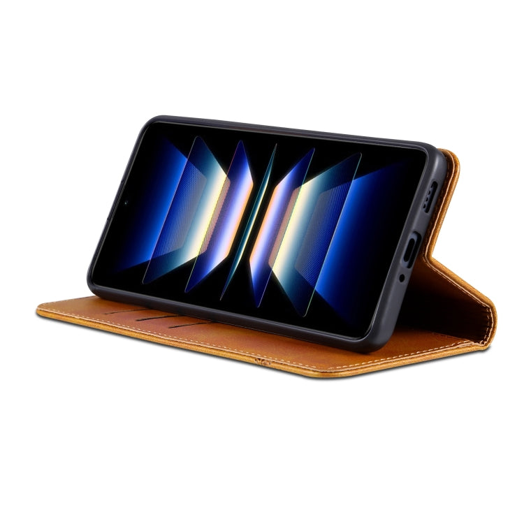 For Samsung Galaxy S24+ 5G AZNS Magnetic Calf Texture Flip Leather Phone Case(Light Brown) - free shipping - PMC Jewellery - Order now!