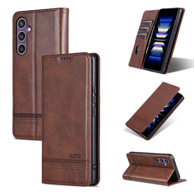 For Samsung Galaxy S24+ 5G AZNS Magnetic Calf Texture Flip Leather Phone Case(Dark Brown) - Galaxy S24+ 5G Cases by AZNS | Online Shopping South Africa | PMC Jewellery | Buy Now Pay Later Mobicred