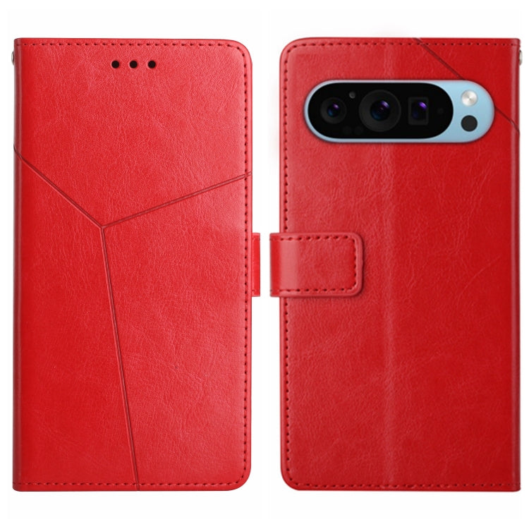 For Google Pixel 9 Y-shaped Pattern Flip Leather Phone Case(Red) - Google Cases by PMC Jewellery | Online Shopping South Africa | PMC Jewellery | Buy Now Pay Later Mobicred