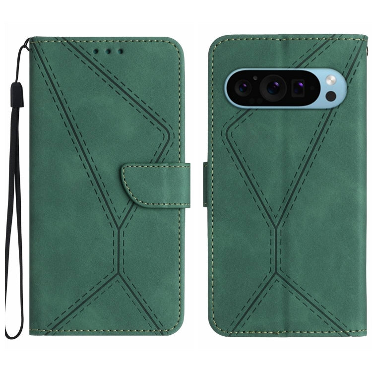 For Google Pixel 9 Stitching Embossed Leather Phone Case(Green) - Google Cases by PMC Jewellery | Online Shopping South Africa | PMC Jewellery | Buy Now Pay Later Mobicred