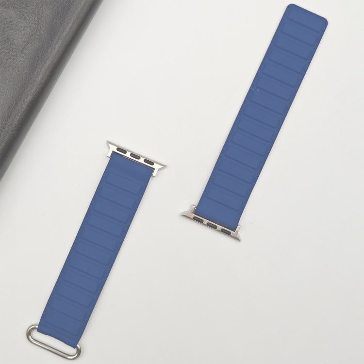For Apple Watch Series 8 41mm Reverse Buckle Magnetic Silicone Watch Band(Silver Buckle Blue) - free shipping - PMC TechLife - Order now!
