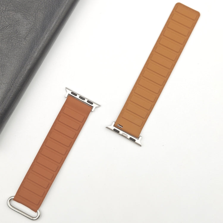 For Apple Watch Series 8 45mm  Reverse Buckle Magnetic Silicone Watch Band(Silver Buckle Brown) - free shipping - PMC TechLife - Order now!