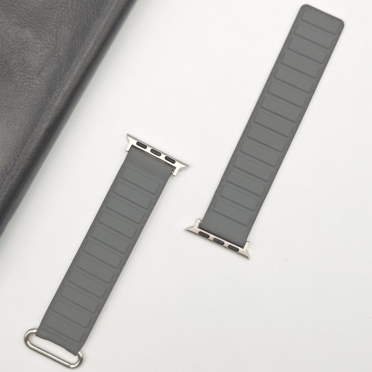For Apple Watch Series 7 41mm Reverse Buckle Magnetic Silicone Watch Band(Silver Buckle Grey Brown) - free shipping - PMC TechLife - Order now!