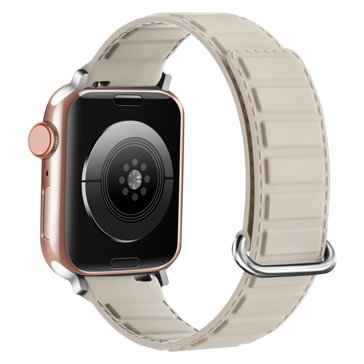 For Apple Watch Series 7 45mm Reverse Buckle Magnetic Silicone Watch Band(Silver Buckle Starlight) - free shipping - PMC TechLife - Order now!