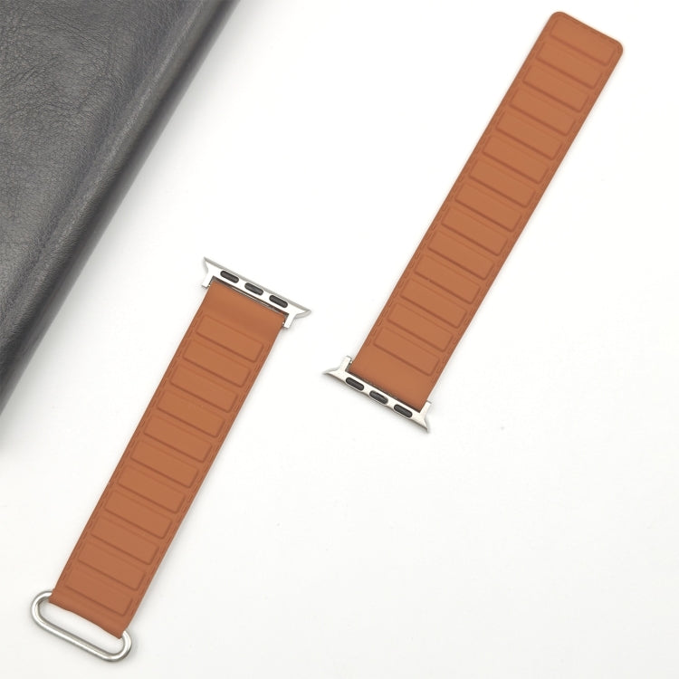 For Apple Watch Series 2 38mm Reverse Buckle Magnetic Silicone Watch Band(Silver Buckle Brown) - free shipping - PMC TechLife - Order now!