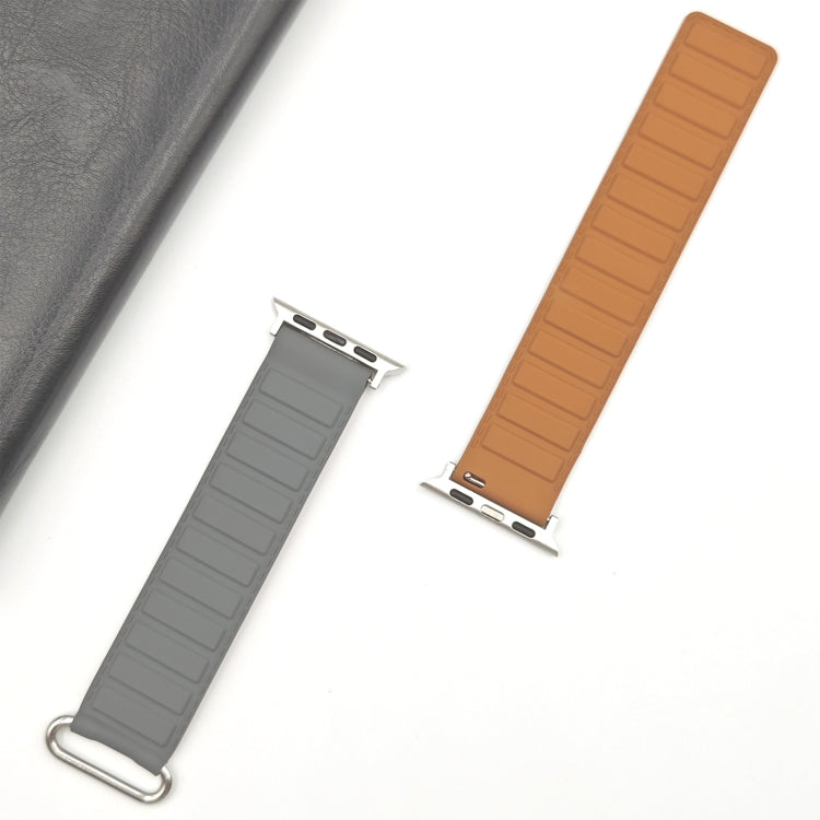 For Apple Watch 42mm Reverse Buckle Magnetic Silicone Watch Band(Silver Buckle Grey Brown) - free shipping - PMC TechLife - Order now!
