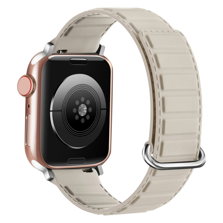 For Apple Watch Series 10 46mm Reverse Buckle Magnetic Silicone Watch Band(Silver Buckle Starlight) - free shipping - PMC TechLife - Order now!