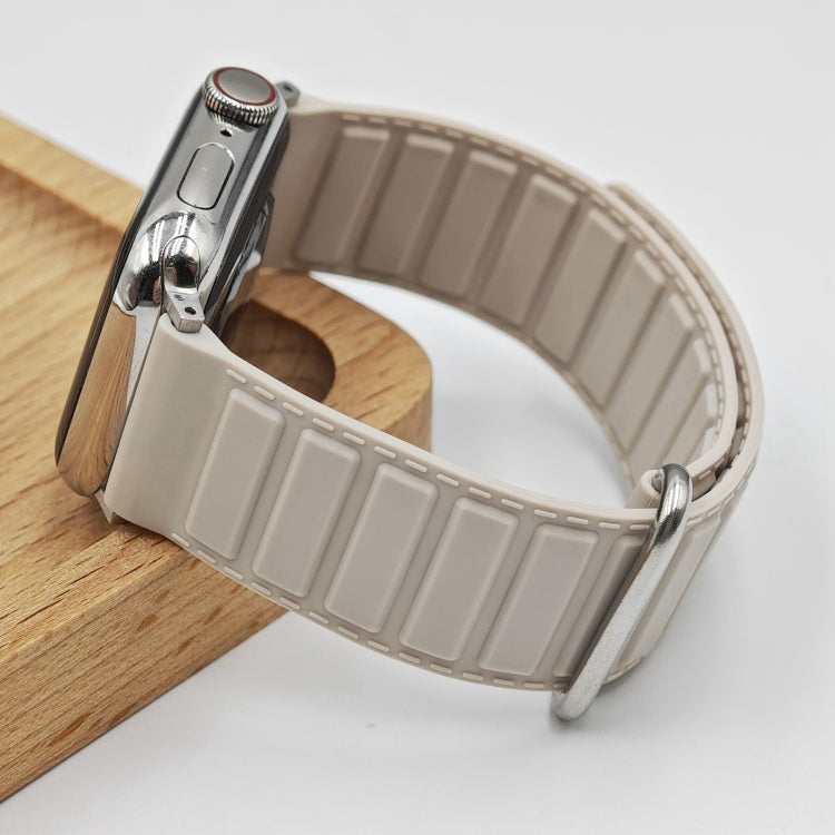 For Apple Watch Series 10 46mm Reverse Buckle Magnetic Silicone Watch Band(Silver Buckle Starlight) - free shipping - PMC TechLife - Order now!