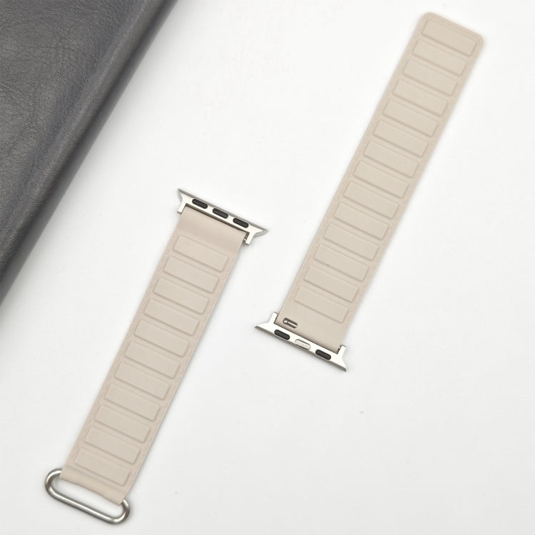 For Apple Watch Series 10 42mm Reverse Buckle Magnetic Silicone Watch Band(Silver Buckle Starlight) - free shipping - PMC TechLife - Order now!