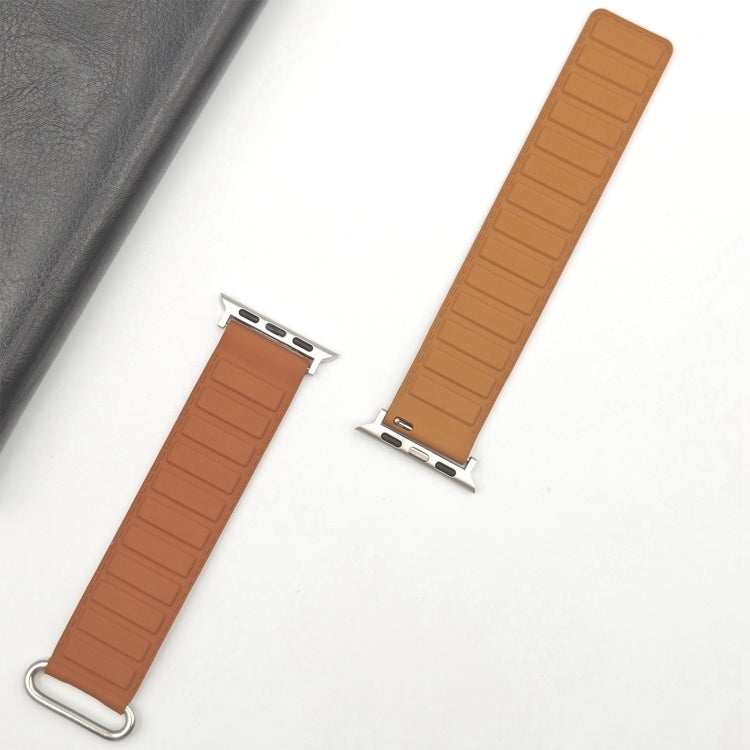 For Apple Watch Series 10 42mm Reverse Buckle Magnetic Silicone Watch Band(Silver Buckle Brown) - free shipping - PMC TechLife - Order now!