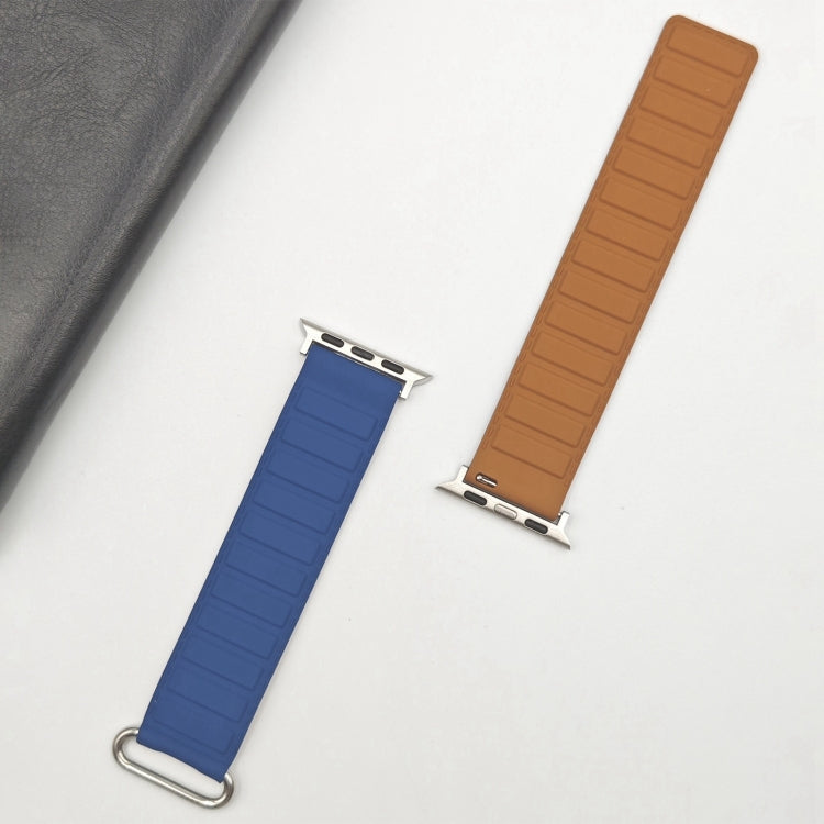 For Apple Watch Series 10 42mm Reverse Buckle Magnetic Silicone Watch Band(Silver Buckle Blue) - free shipping - PMC TechLife - Order now!