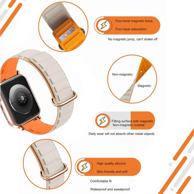 For Apple Watch Series 3 38mm Reverse Buckle Magnetic Silicone Watch Band(Silver Buckle Starlight) - free shipping - PMC TechLife - Order now!