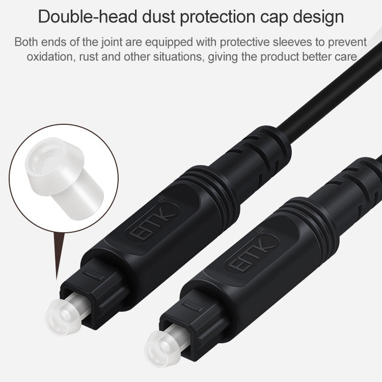 10m EMK OD4.0mm Square Port to Square Port Digital Audio Speaker Optical Fiber Connecting Cable(Black) - Audio Optical Cables by EMK | Online Shopping South Africa | PMC TechLife | Buy Now Pay Later Mobicred
