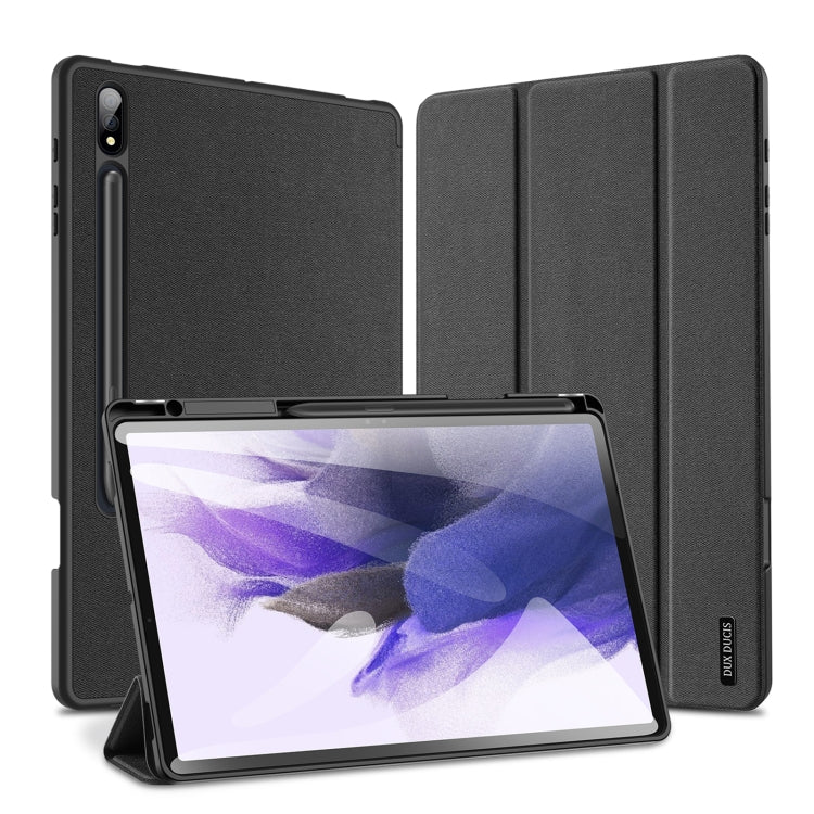 For Samsung Galaxy Tab S9+ DUX DUCIS Domo Series Cloth Texture Magnetic Leather Tablet Case(Black) - Galaxy Tab S9+ Cases by DUX DUCIS | Online Shopping South Africa | PMC Jewellery | Buy Now Pay Later Mobicred