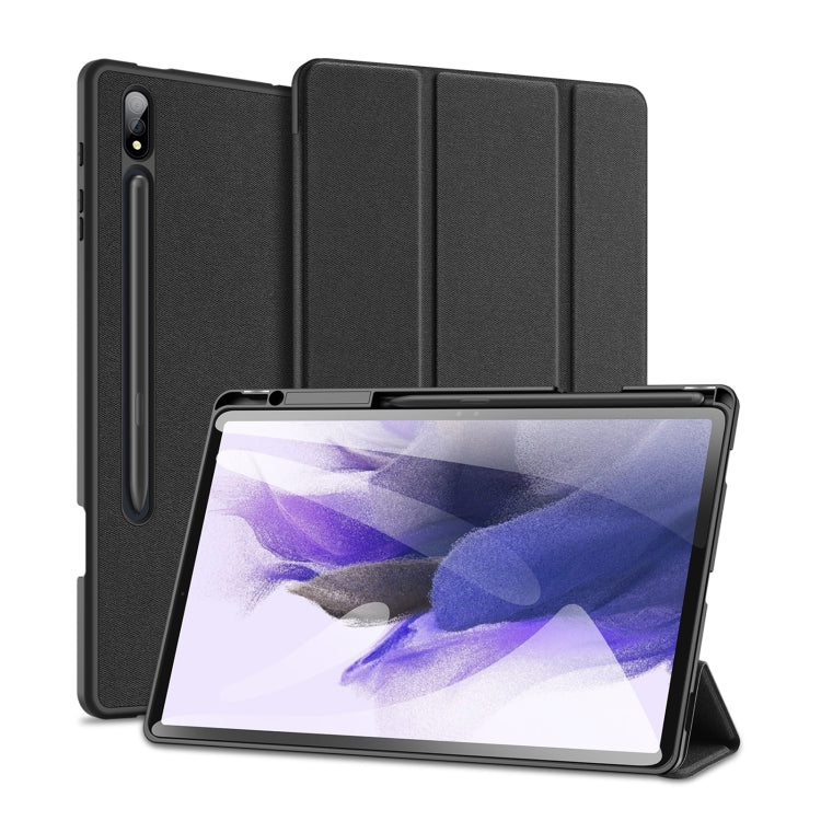 For Samsung Galaxy Tab S9+ DUX DUCIS Domo Series Cloth Texture Magnetic Leather Tablet Case(Black) - Galaxy Tab S9+ Cases by DUX DUCIS | Online Shopping South Africa | PMC Jewellery | Buy Now Pay Later Mobicred