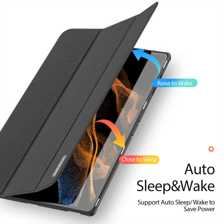 For Samsung Galaxy Tab S10 Ultra / S9 Ultra DUX DUCIS Domo Series Cloth Texture Magnetic Leather Tablet Case(Black) - Tab S10 Ultra Cases by DUX DUCIS | Online Shopping South Africa | PMC Jewellery | Buy Now Pay Later Mobicred