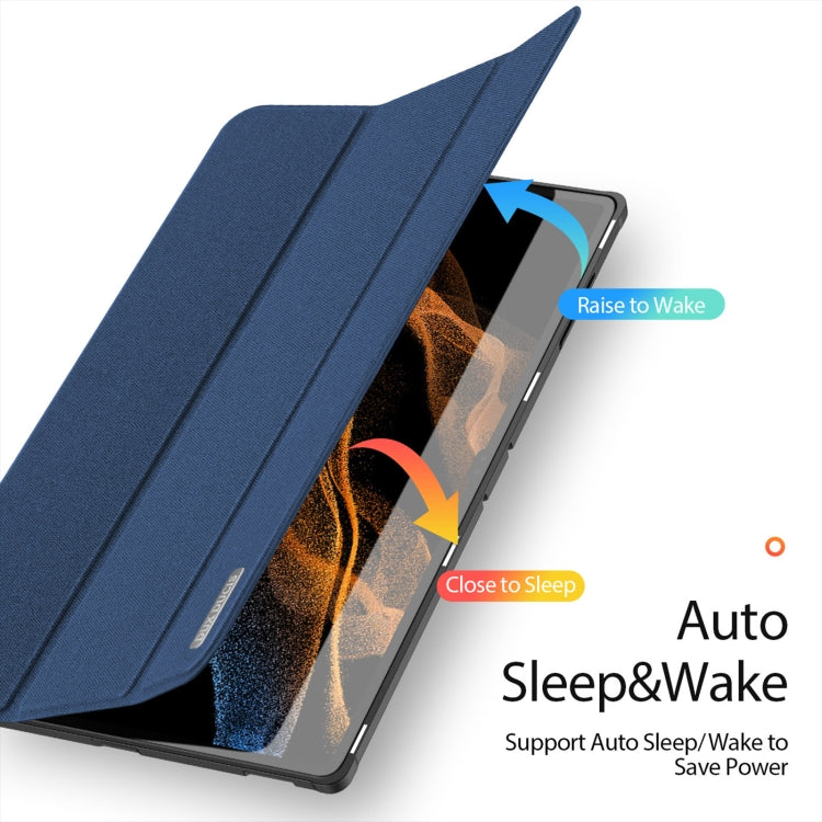 For Samsung Galaxy Tab S9 Ultra/S8 Ultra DUX DUCIS Domo Series Cloth Texture Magnetic Leather Tablet Case(Blue) - Galaxy Tab S9 Ultra Cases by DUX DUCIS | Online Shopping South Africa | PMC Jewellery | Buy Now Pay Later Mobicred