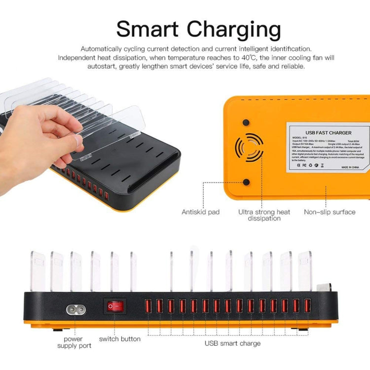 WLX-815P 180W 15 Ports USB Fast Charging Dock Smart Charger with Holder, US Plug - free shipping - PMC Jewellery - Order now!