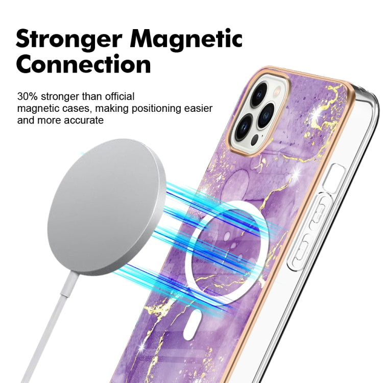 For iPhone 13 Pro Marble Pattern Dual-side IMD Magsafe TPU Phone Case(Purple 002) - iPhone 13 Pro Cases by PMC Jewellery | Online Shopping South Africa | PMC Jewellery