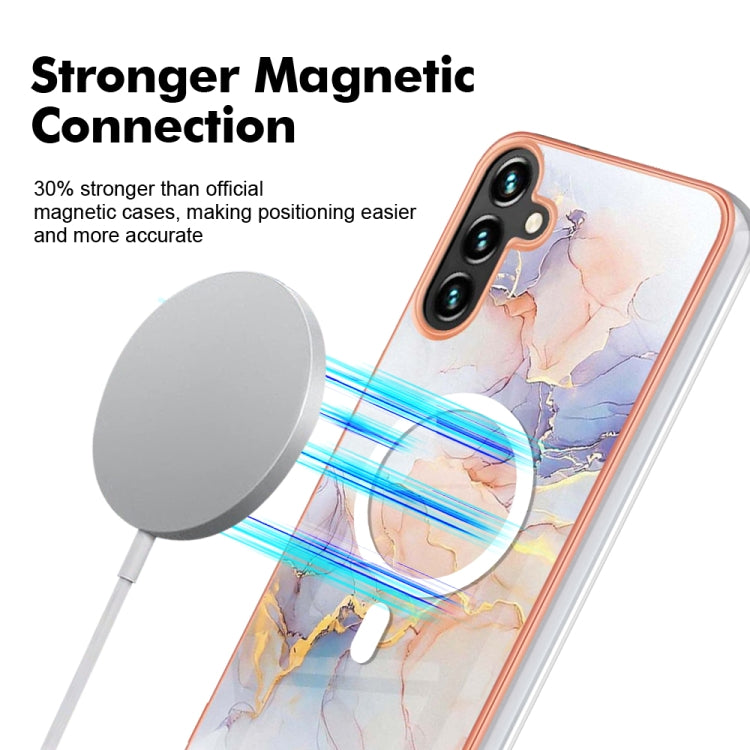 For Samsung Galaxy A54 5G Marble Pattern Dual-side IMD Magsafe TPU Phone Case(White Marble) - Galaxy Phone Cases by PMC Jewellery | Online Shopping South Africa | PMC Jewellery