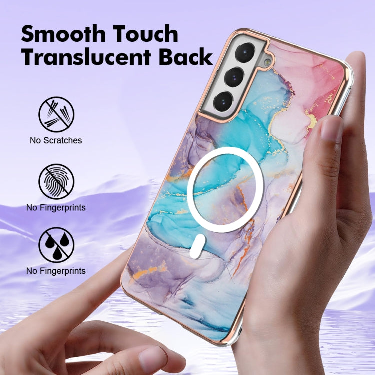 For Samsung Galaxy S21 FE 5G Marble Pattern Dual-side IMD Magsafe TPU Phone Case(Blue Marble) - Galaxy Phone Cases by PMC Jewellery | Online Shopping South Africa | PMC Jewellery