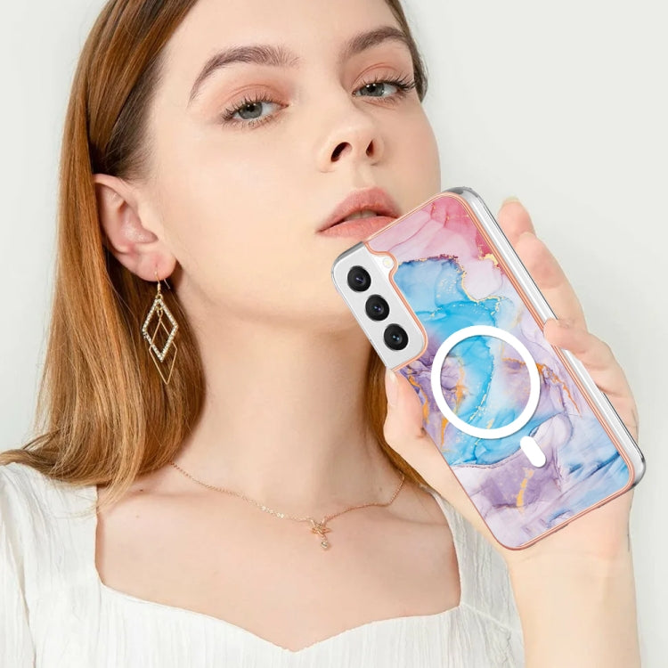 For Samsung Galaxy S22 5G Marble Pattern Dual-side IMD Magsafe TPU Phone Case(Blue Marble) - Galaxy S22 5G Cases by PMC Jewellery | Online Shopping South Africa | PMC Jewellery