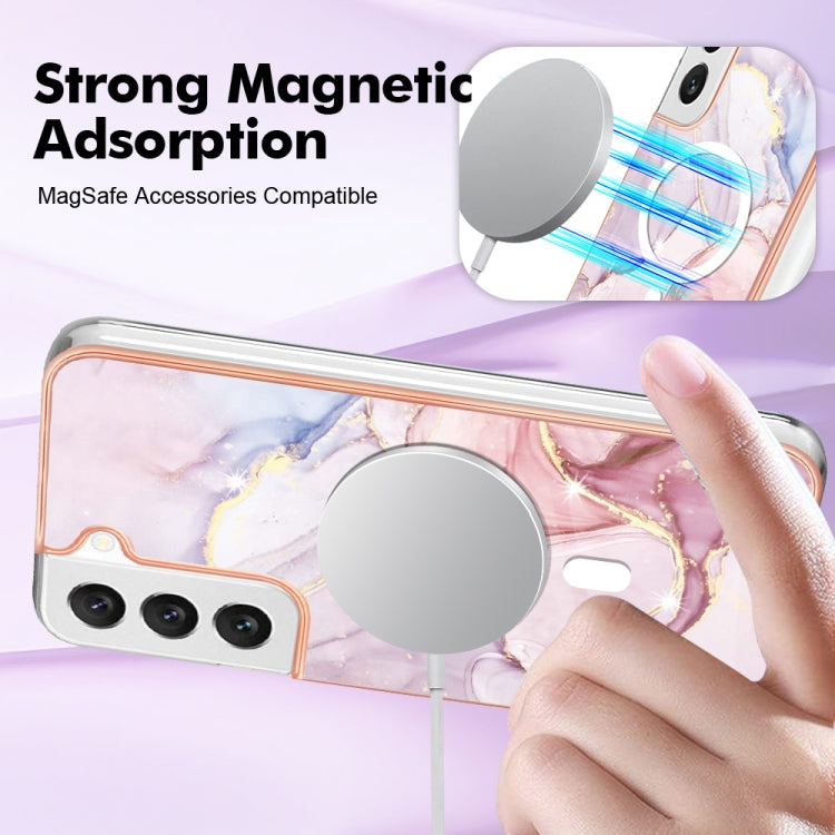 For Samsung Galaxy S23 5G Marble Pattern Dual-side IMD Magsafe TPU Phone Case(Rose Gold 005) - Galaxy S23 5G Cases by PMC TechLife | Online Shopping South Africa | PMC TechLife