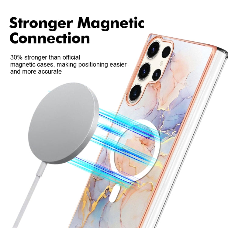 For Samsung Galaxy S23 Ultra 5G Marble Pattern Dual-side IMD Magsafe TPU Phone Case(White Marble) - Galaxy S23 Ultra 5G Cases by PMC TechLife | Online Shopping South Africa | PMC TechLife