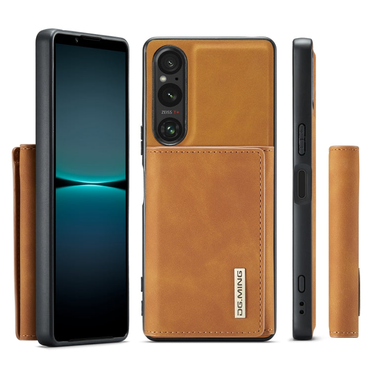 For Sony Xperia 1 V DG.MING M1 Series 3-Fold Multi Card Wallet + Magnetic Phone Case(Brown) - Sony Cases by DG.MING | Online Shopping South Africa | PMC TechLife | Buy Now Pay Later Mobicred