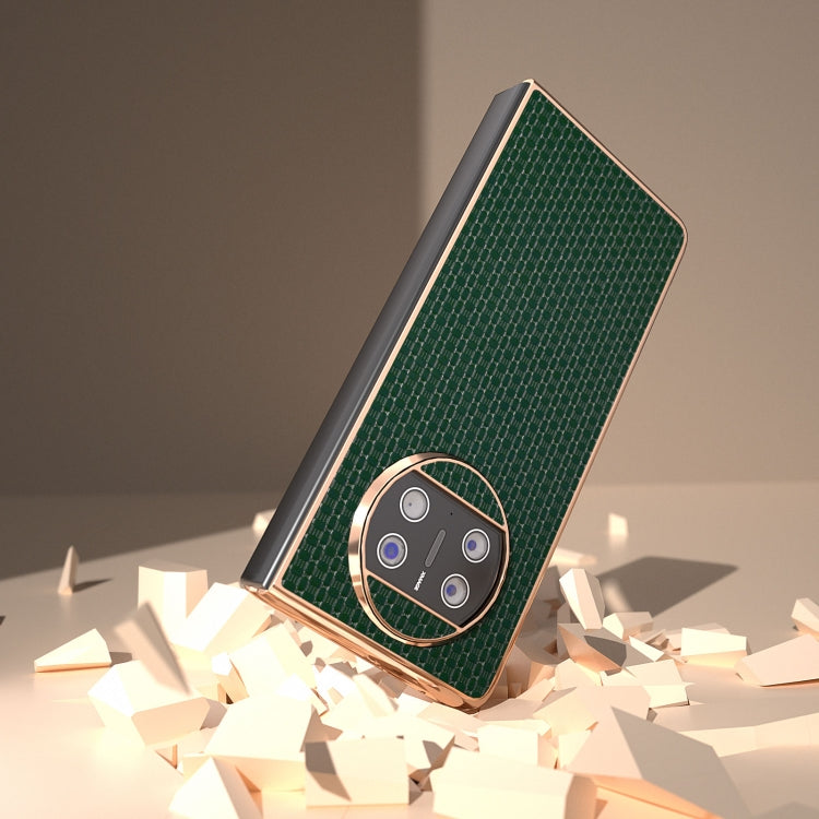 For Huawei Mate X3 Genuine Leather Luxury Series Nano Plating Phone Case(Dark Green) - Huawei Cases by PMC TechLife | Online Shopping South Africa | PMC TechLife | Buy Now Pay Later Mobicred
